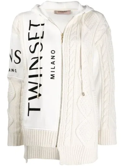 Twinset Logo Hoodie In White