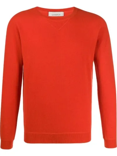 Laneus Crew-neck Cashmere Sweater In Orange