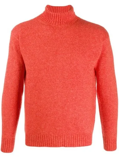 Laneus Slim-fit Roll-neck Jumper In Orange