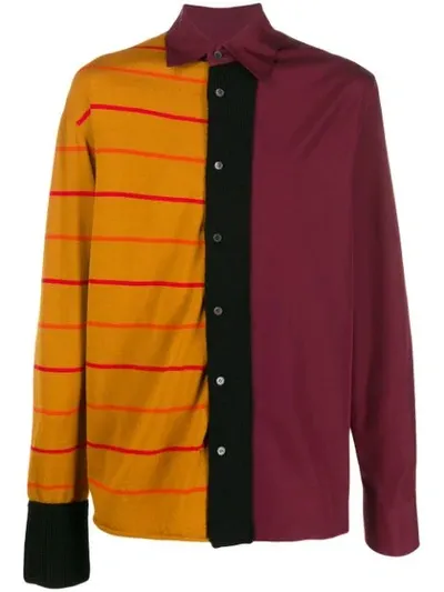 Marni Asymmetric Contrast Panel Shirt In Red