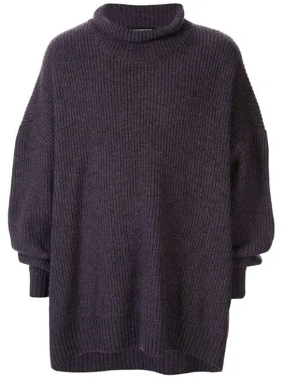 Undercover Ribbed Roll Neck Jumper In Purple