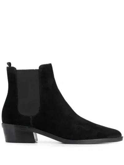 Michael Kors Lottie Low Heels Ankle Boots In Black Suede