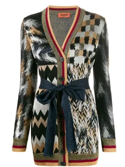 Missoni Patterned V-neck Cardigan In Grey