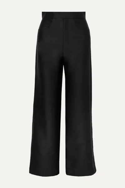 Totême Flair Cropped Woven Wide-leg Pants In Black