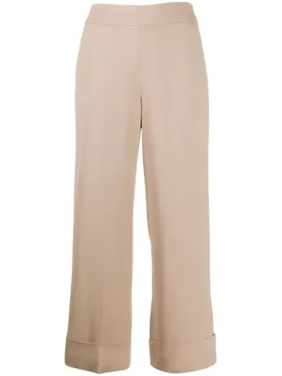 Peserico Cropped Flared Trousers In Neutrals