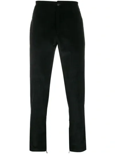 Ferragamo Corduroy Effect Straight Trousers In Black