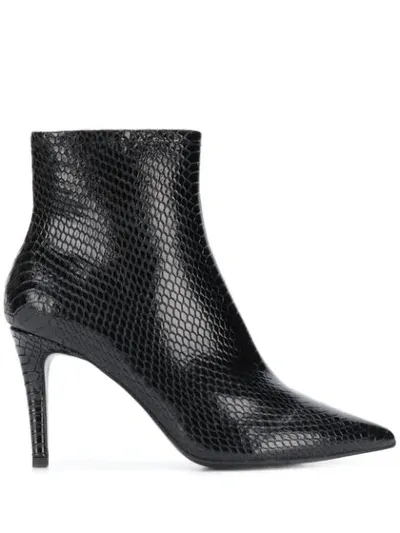 Ash Britney Snakeskin-effect Ankle Boots In Black