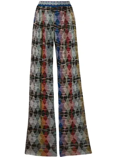 Missoni Geometric Print Palazzo Trousers In Blue