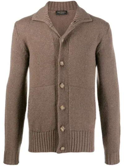 Dell'oglio Front Zip Sweater In Brown