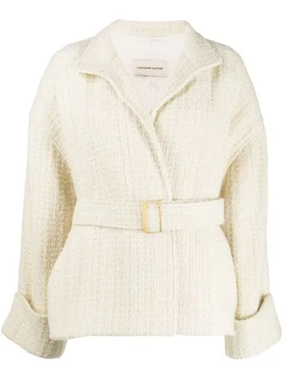 Alexandre Vauthier Belted Bouclé Jacket In Neutrals