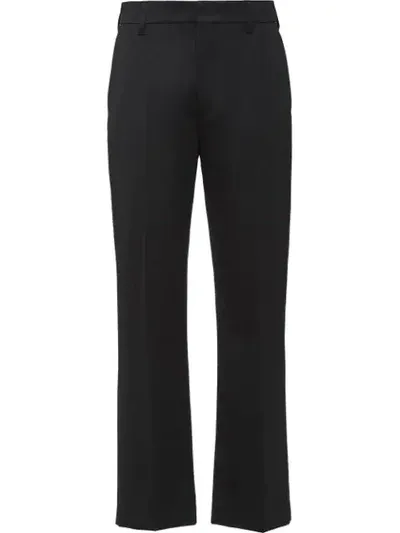 Prada Sateen Tailored Cropped Trousers In Black