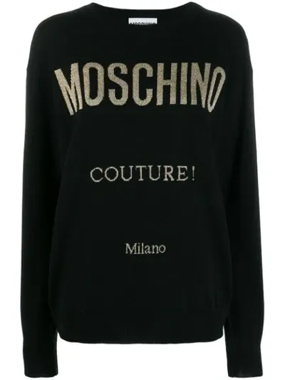 Moschino Couture Logo-print Wool Jumper In Black