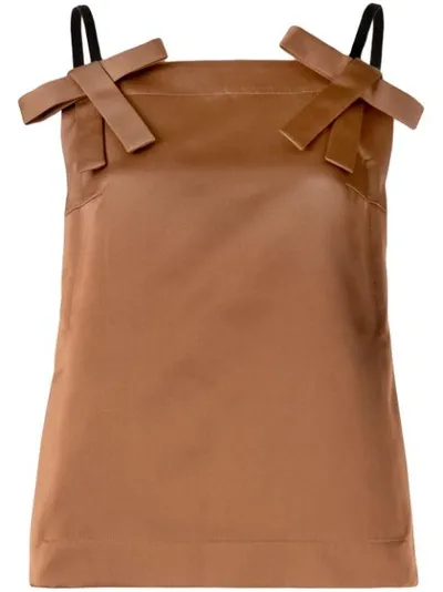 N°21 Bow-strap Duchess-satin Top In Brown