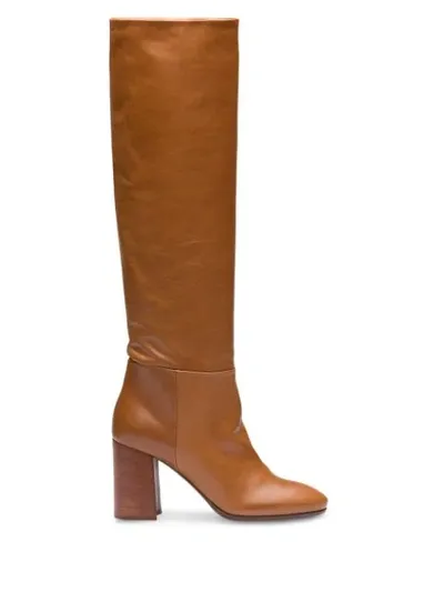 Miu Miu Pull-on Knee Length 85mm Boots In Brown