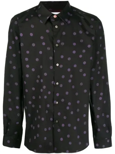 Ps By Paul Smith Tailored-fit Polka Dot Shirt In Black