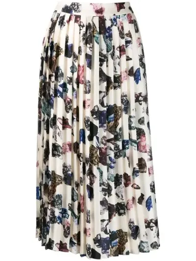 Victoria Victoria Beckham Pleated Crystal Print Skirt In Neutrals