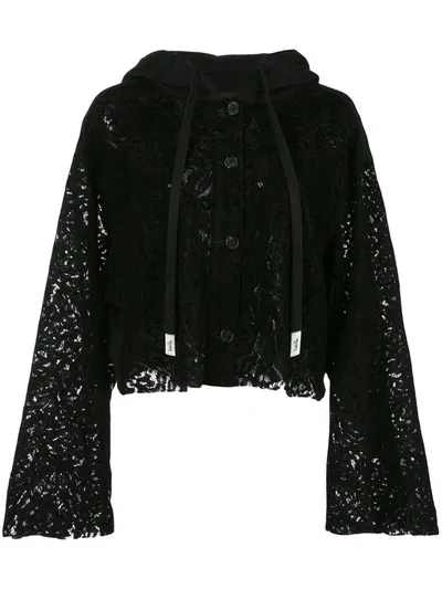 Haculla Cropped Lace See Through Hoodie In Black