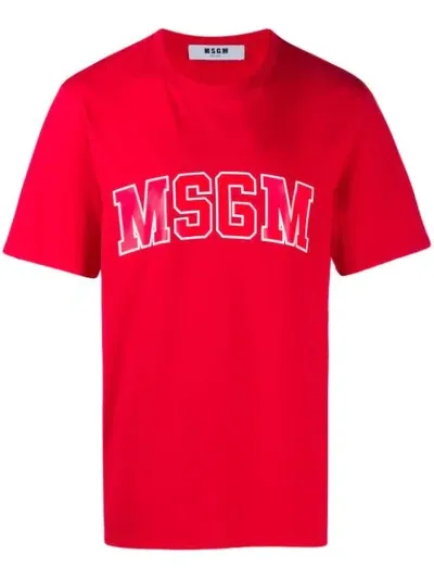 Msgm Logo Printed T-shirt In Red