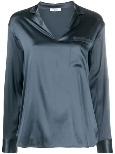 Peserico V-neck Metallic-effect Blouse In Blue