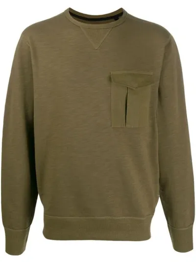 Rag & Bone Airington Crewneck Pocket Sweatshirt In Green