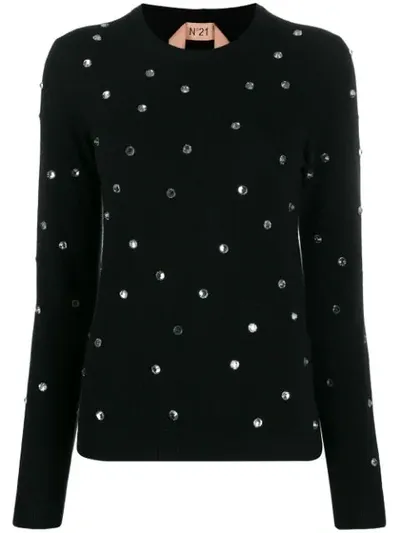 N°21 Crystal Embellished Jumper In Black