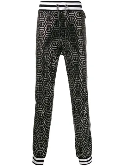 Philipp Plein Logo Drawstring Track Trousers In Silver