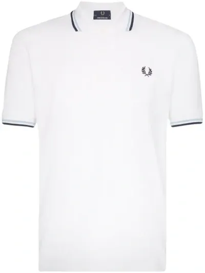 Fred Perry Striped Trim Polo Shirt In White