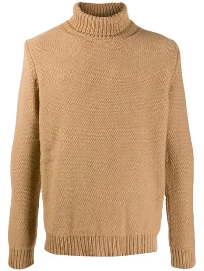 The Gigi Roll-neck Knitted Jumper In Neutrals