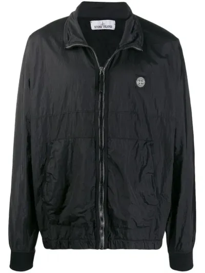 Stone Island Logo Bomber Jacket In Black