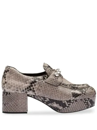 Miu Miu Loafer Mit Schlangen-effekt In Grey