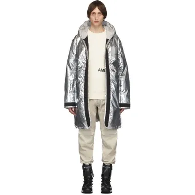 Ambush Contrast-tipped Shell Down Jacket In Grey