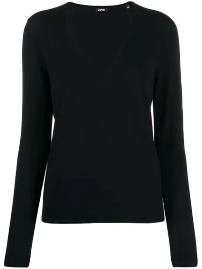 Aspesi V Neck Jumper In Blue