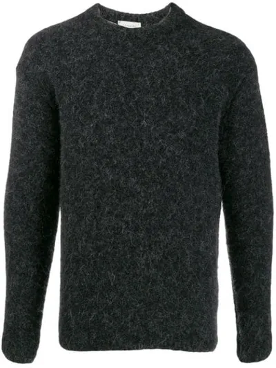 Lemaire Textured Knit Crew Neck Sweater In Grey