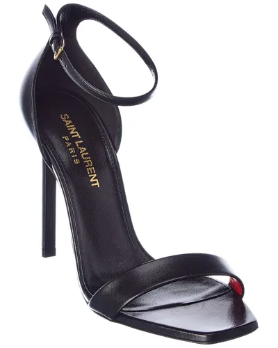 Saint Laurent 105mm Amber Patent Leather Sandals In Black