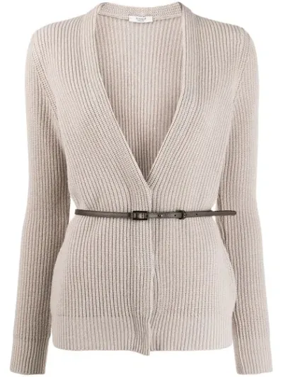 Peserico Cable Knit Cardigan In Neutrals