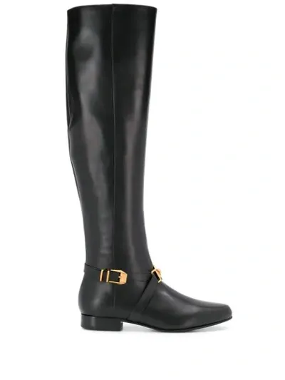 Versace Over The Knee Boots In Black