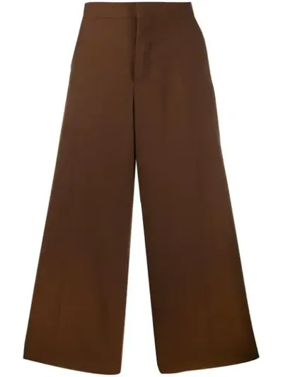 Marni Cropped Wide Leg Trousers In Brown