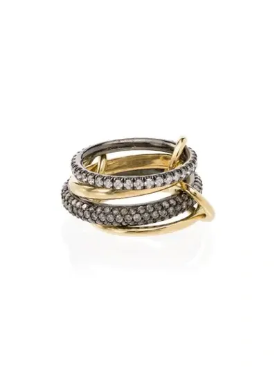 Spinelli Kilcollin Vega Silver And Yellow Gold 4-link Ring With Diamonds