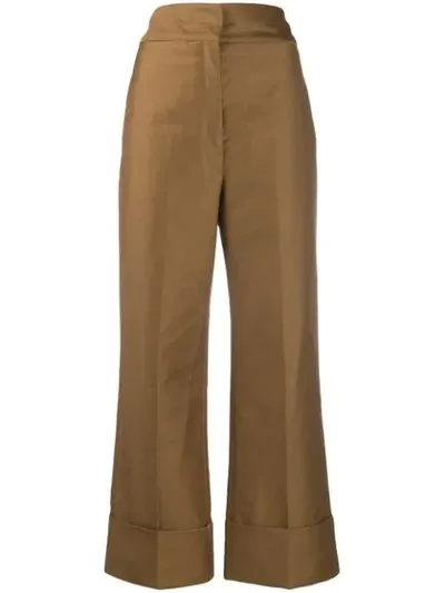 Lemaire High-rise Straight Trousers In Brown