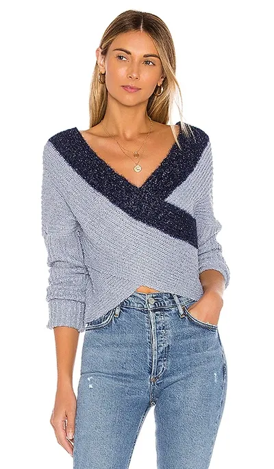 Superdown Lanah Wrap Sweater In Blue Multi