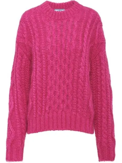 Prada Cable Knit Jumper In F0029 Fuchsia