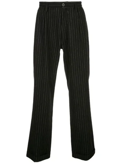 Maison Margiela Pinstripe Wide-leg Trousers In Black