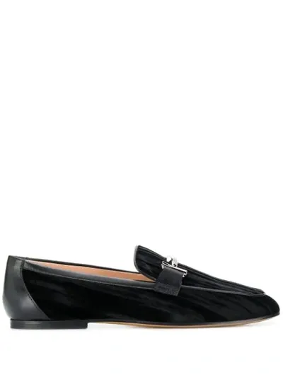 Tod's Double T Loafers In Black