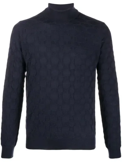 Corneliani Knitted Roll Neck Jumper In Blue