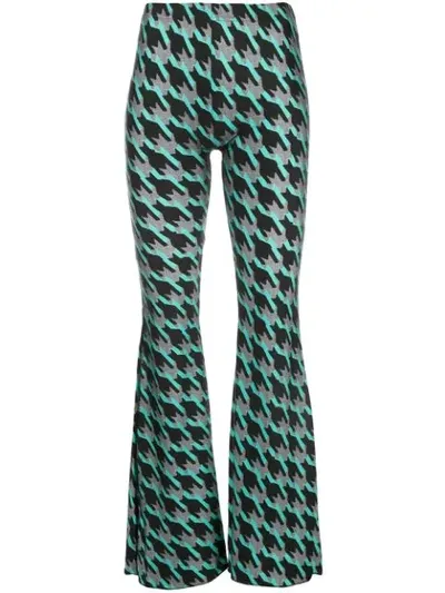 Barbara Bologna Houndstooth Flared Leggings In Blue