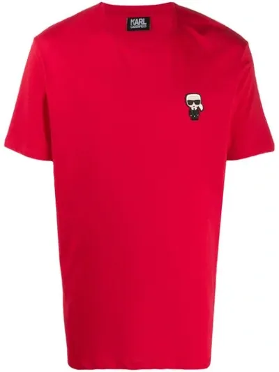 Karl Lagerfeld Ikonik Chest Patch T-shirt In Red