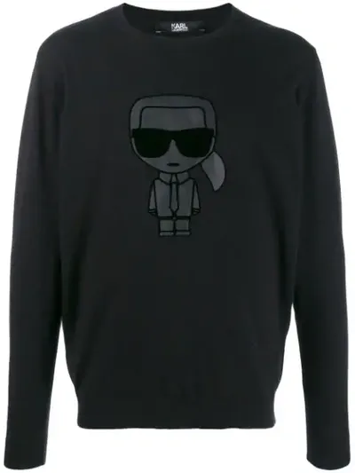 Karl Lagerfeld Ikonik Chest Patch Jumper In Black