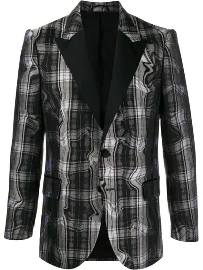 Neil Barrett Distorted Check Blazer In Grey