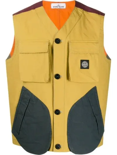 Stone Island Patch Pocket Jacket In Yellow