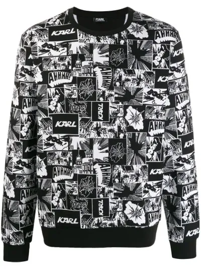 Karl Lagerfeld Comic Print Sweatshirt In Black